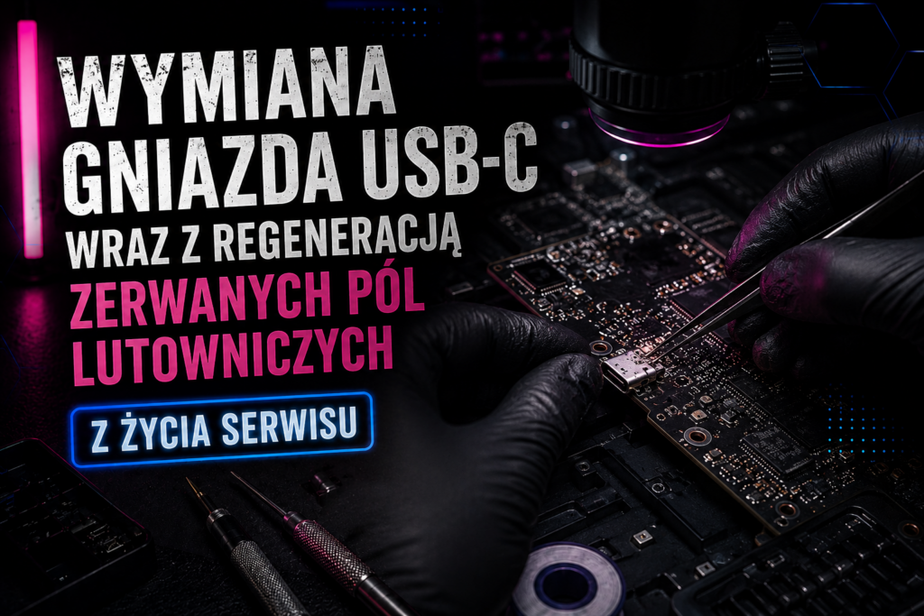 Wymiana gniazda USB-C wraz z regeneracją zerwanych pól lutowniczych wymiana gniazda usb c wraz z regeneracją zerwanych pól lutowniczych
